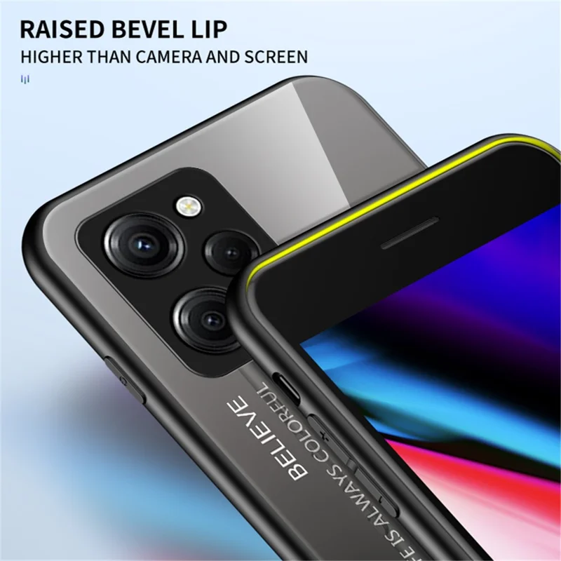 For Xiaomi Poco X5 Pro 5G / Redmi Note 12 Pro Speed 5G Phone Case Tempered Glass Slim Case - Gradient Pink Purple