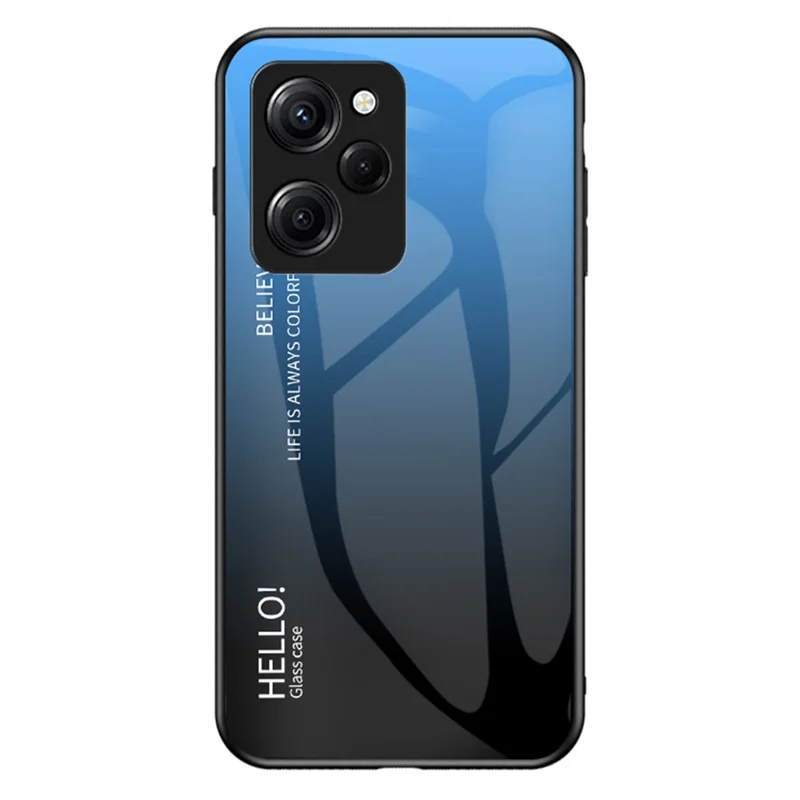 Para Xiaomi Poco X5 Pro 5G / Redmi Note 12 Pro Speed 5G Capa de Telefone Vidro Temperado Capa Fina - Gradiente Azul Preto