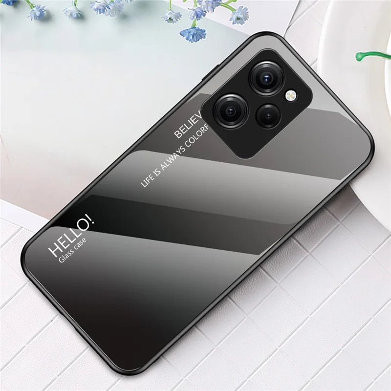 Per Xiaomi Poco X5 Pro 5G / Redmi Note 12 Pro Speed 5G Custodia per telefono Vetro temperato Custodia slim - Sfumatura nero grigio