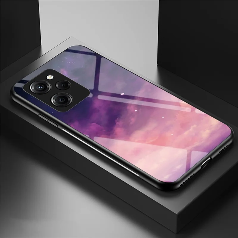 Per Xiaomi Poco X5 Pro 5G / Redmi Note 12 Pro Speed 5G Custodia per cellulare Vetro temperato+PC+TPU Motivo cielo stellato Custodia per telefono - Cielo stellato da sogno