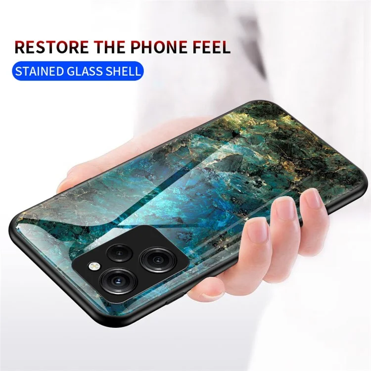 For Xiaomi Poco X5 Pro 5G / Redmi Note 12 Pro Speed 5G Marble Pattern Phone Case Tempered Glass+PC +TPU Phone Cover - Blood Red Marble
