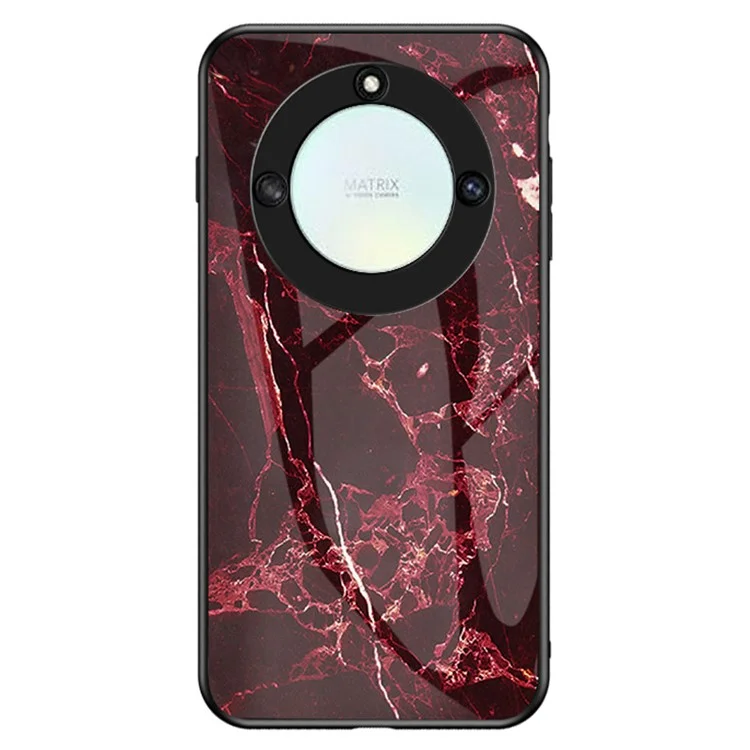 Gehärtetes Glas + PC + TPU-Handyhülle für Honor X40 5G, Marmormuster-Drucktelefon-Cover - Blutroter Marmor