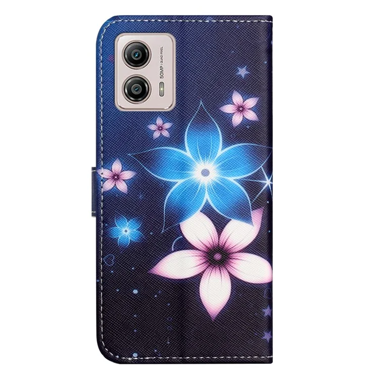 Per Motorola Moto G53 5G / G23 4G / G13 4G Custodia Portafoglio in Pelle PU con Stampa a Motivo 3D, Cover con Supporto - Fiore Blu