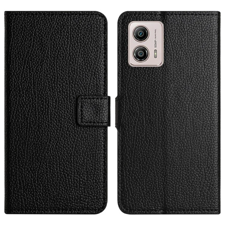 Per Motorola Moto G53 5G / G23 4G / G13 4G Litchi Texture Phone Wallet Case Stand PU Leather Phone Cover - Nero