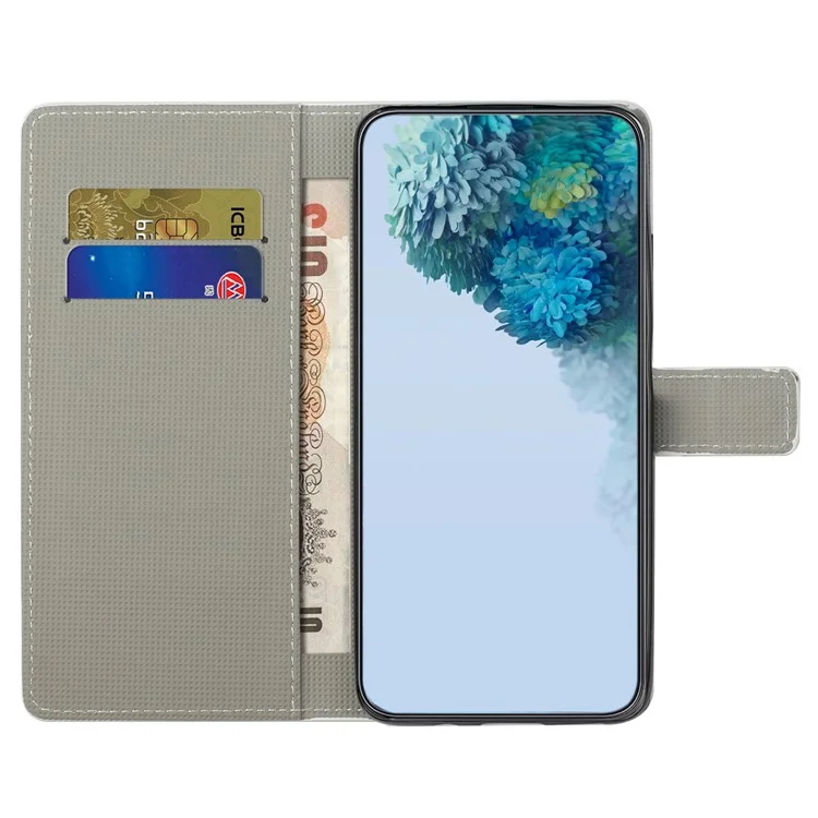 Para Motorola Moto G53 5G / G23 4G / G13 4G Funda de teléfono con soporte de cuero PU con estampado - Blanco / Mariposas