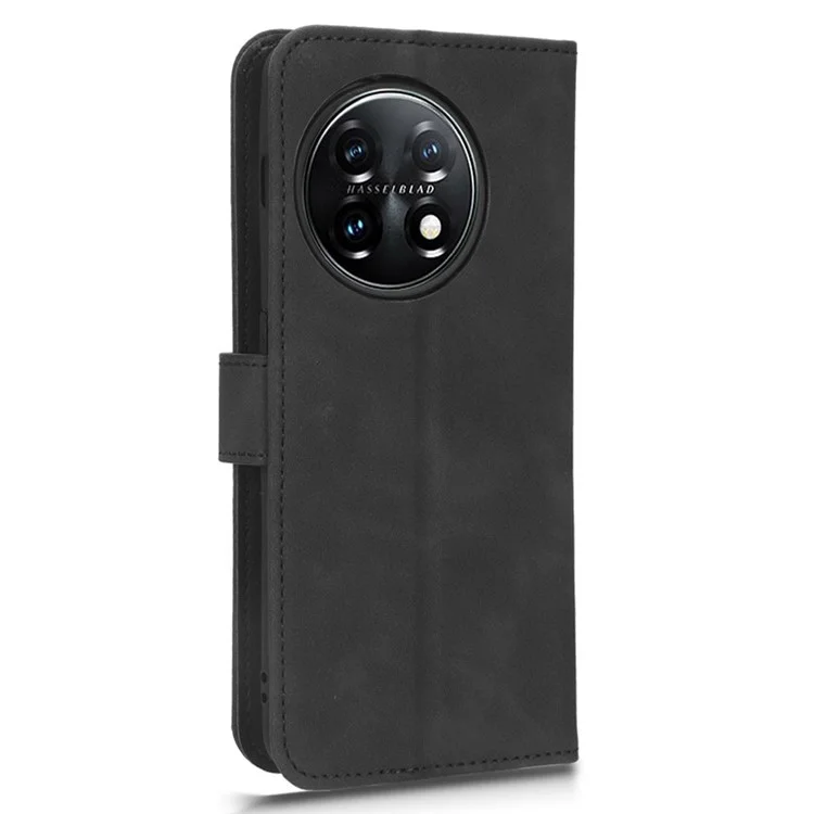 Для OnePlus 11 5G Кожаный чехол-бумажник с кожаной поверхностью и подставкой - Черный