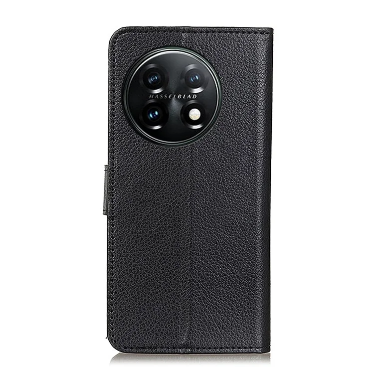 For OnePlus 11 5G Mobile Phone Case Litchi Texture PU Leather Wallet Stand Full Protection Cover - Black