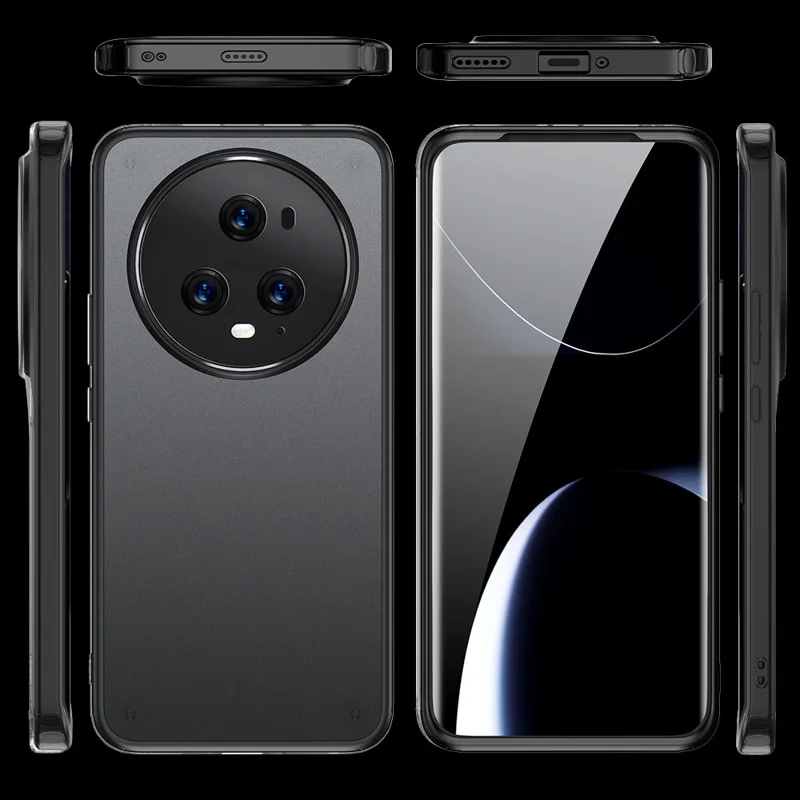 Phone Case for Honor Magic5 Pro , Hard PC Soft TPU Non-Slip Protective Phone Cover - Black