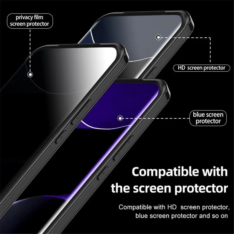 Phone Case for Honor Magic5 Pro , Hard PC Soft TPU Non-Slip Protective Phone Cover - Black