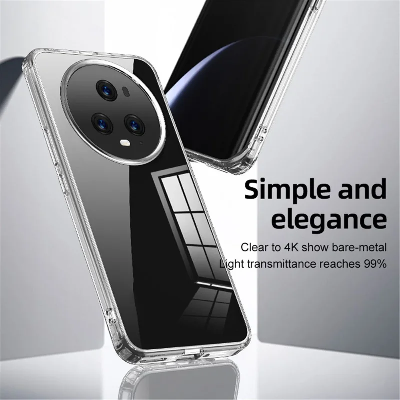 Phone Case for Honor Magic5 Pro , Hard PC Soft TPU Non-Slip Protective Phone Cover - Black