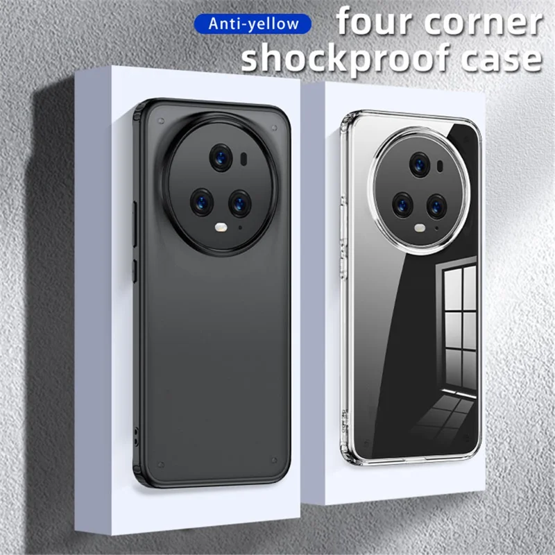 Phone Case for Honor Magic5 Pro , Hard PC Soft TPU Non-Slip Protective Phone Cover - Black