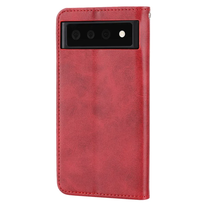 Phone Wallet Case for Google Pixel 7a, Imprinted Rhombus Pattern Calf Texture PU Leather Stand Phone Cover - Red
