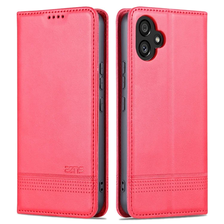 Custodia per telefono in pelle PU AZNS per Samsung Galaxy A04e 4G / F04 4G / M04 4G, Custodia portafoglio con chiusura magnetica a flip - Rosso