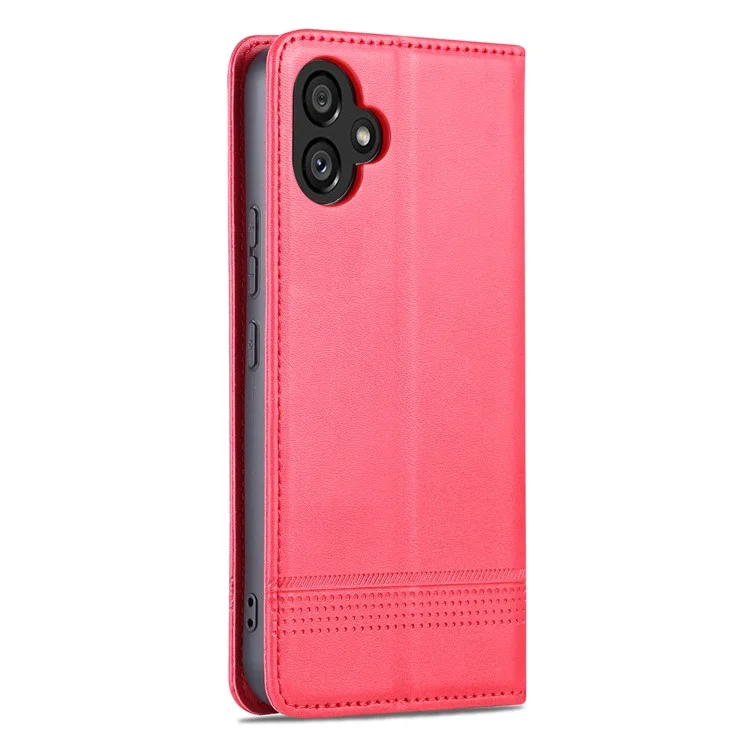 Custodia per telefono in pelle PU AZNS per Samsung Galaxy A04e 4G / F04 4G / M04 4G, Custodia portafoglio con chiusura magnetica a flip - Rosso