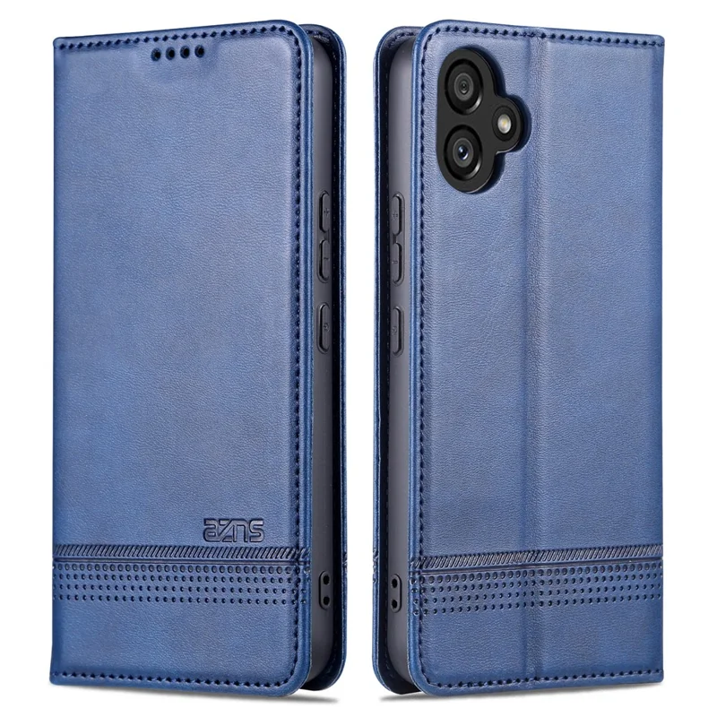 AZNS PU Leather Phone Case for Samsung Galaxy A04e 4G / F04 4G / M04 4G, Stand Magnetic Absorption Flip Wallet Cover - Blue
