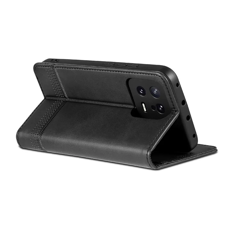 AZNS Pour Xiaomi 13 5G Étui Flip en Cuir Portefeuille Avec Support - Texture de Cuir de Vache Antichocs - Noir