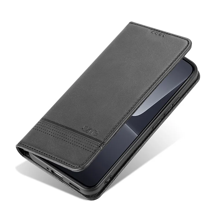 AZNS Pour Xiaomi 13 5G Étui Flip en Cuir Portefeuille Avec Support - Texture de Cuir de Vache Antichocs - Noir