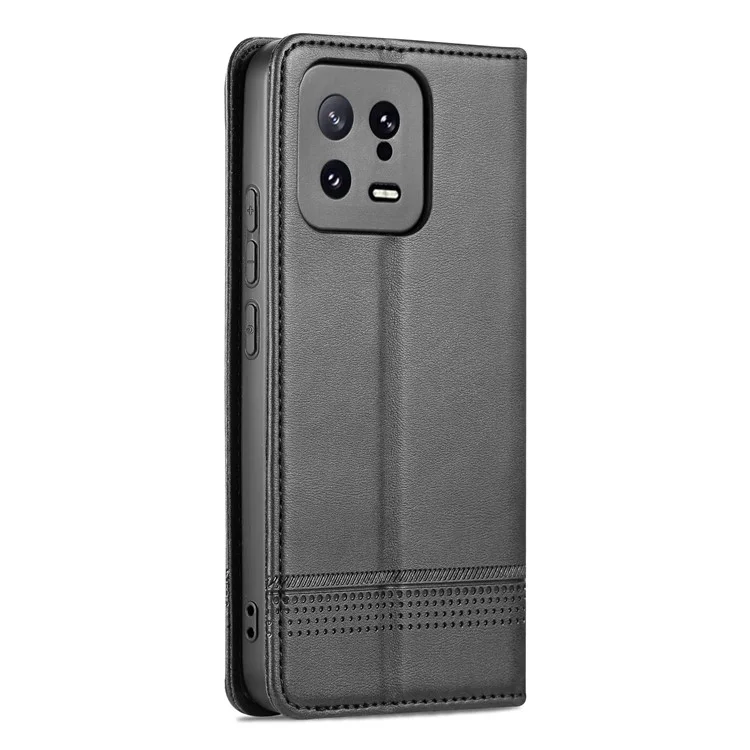 AZNS Pour Xiaomi 13 5G Étui Flip en Cuir Portefeuille Avec Support - Texture de Cuir de Vache Antichocs - Noir