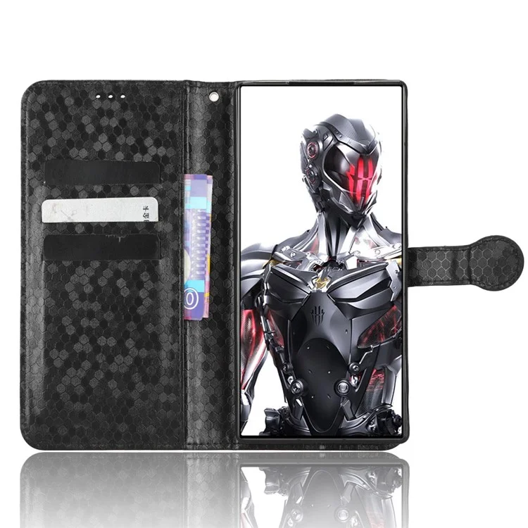 For ZTE nubia Red Magic 8 Pro 5G / Magic 8 Pro+ 5G PU Leather Phone Case Wallet Stand Imprinted Dot Pattern Flip Phone Cover - Black
