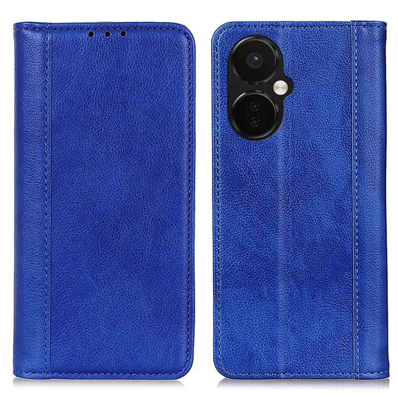 For OnePlus Nord CE 3 Lite 5G / Nord N30 5G Split Leather Stand Anti-drop Phone Case Litchi Texture Flip Wallet Phone Cover - Blue