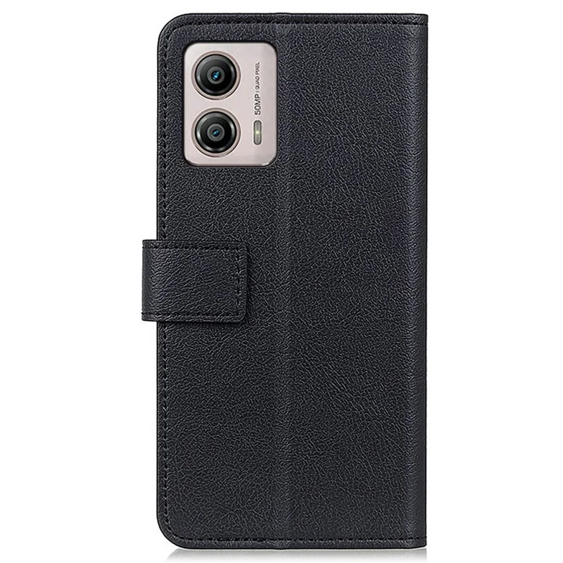 Coque de téléphone portable avec support pour Motorola Moto G53 5G / G13 4G / G23 4G, étui portefeuille en cuir texturé anti-rayures - Noir