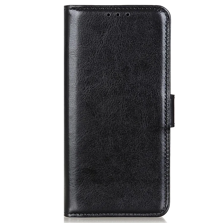 Funda de teléfono de piel de poliuretano para Motorola Moto G53 5G / G13 4G / G23 4G, funda de cartera de teléfono con textura de caballo loco - Negro
