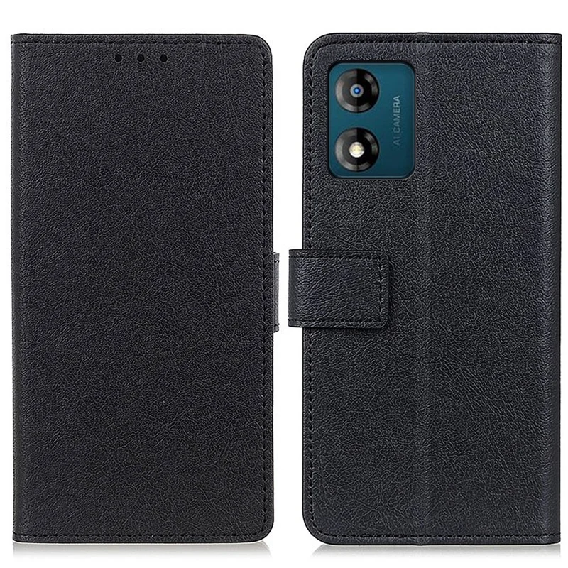 Phone Stand Case for Motorola Moto E13 4G, Textured PU Leather Wallet Protective Phone Cover - Black