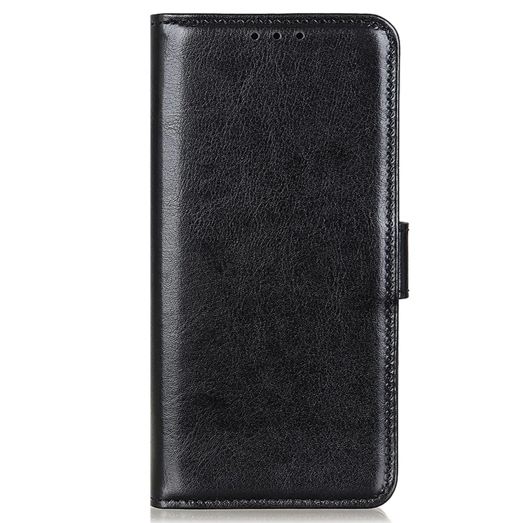 Capa Carteira de Telefone para Motorola Moto E13 4G Textura de Cavalo Louco Couro PU Proteção de Telefone Stand - Preto