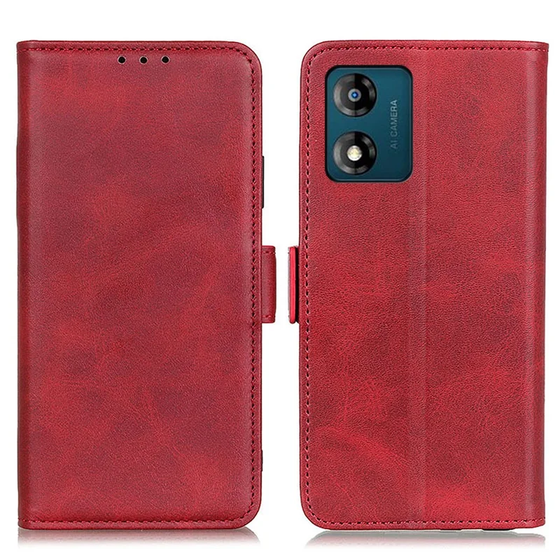 Per Motorola Moto E13 4G Custodia per telefono Texture in pelle di vacchetta PU Custodia a portafoglio in piedi - Rosso
