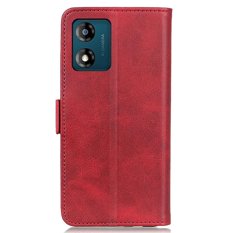 Per Motorola Moto E13 4G Custodia per telefono Texture in pelle di vacchetta PU Custodia a portafoglio in piedi - Rosso