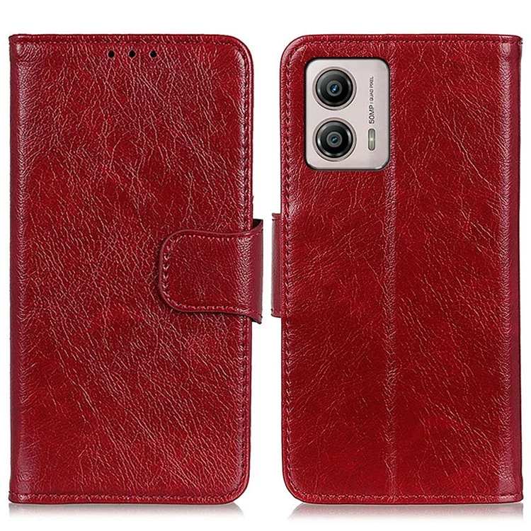 For Motorola Moto G53 5G / G13 4G / G23 4G Nappa Texture Phone Wallet Case Split Leather Anti-drop Stand Phone Cover - Red