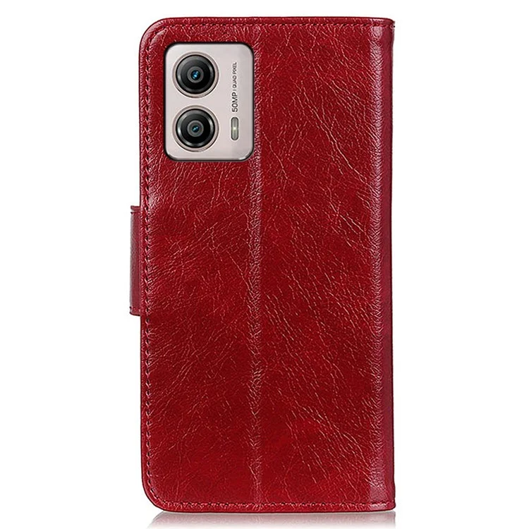 For Motorola Moto G53 5G / G13 4G / G23 4G Nappa Texture Phone Wallet Case Split Leather Anti-drop Stand Phone Cover - Red
