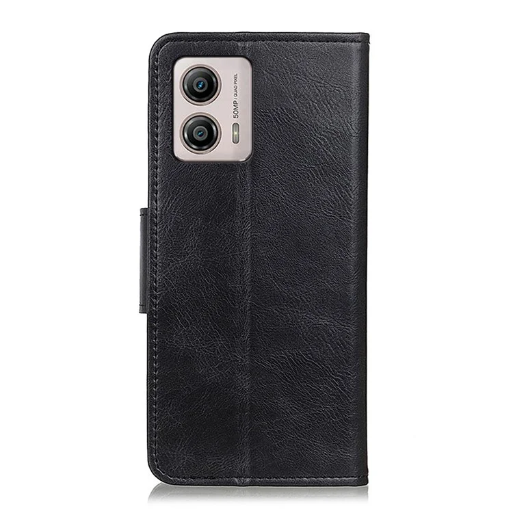 Handy-Hülle für Motorola Moto G53 5G / G13 4G / G23 4G, verrücktes Pferd-Textur-Wallet-Ständer, stoßfest, aus PU-Leder - Schwarz