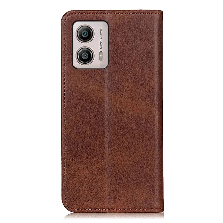 Anti-fall Protective Phone Case for Motorola Moto G53 5G / G13 4G / G23 4G , Split Leather Magnetic Scratch-resistant Phone Cover with Wallet Stand - Coffee