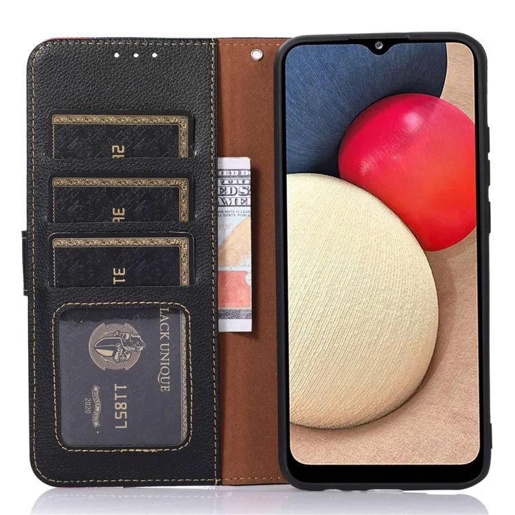 KHAZNEH For Motorola Moto G53 5G / G13 4G / G23 4G Litchi Texture Drop-proof Leather Phone Case RFID Blocking Stand Wallet Protective Phone Cover - Black