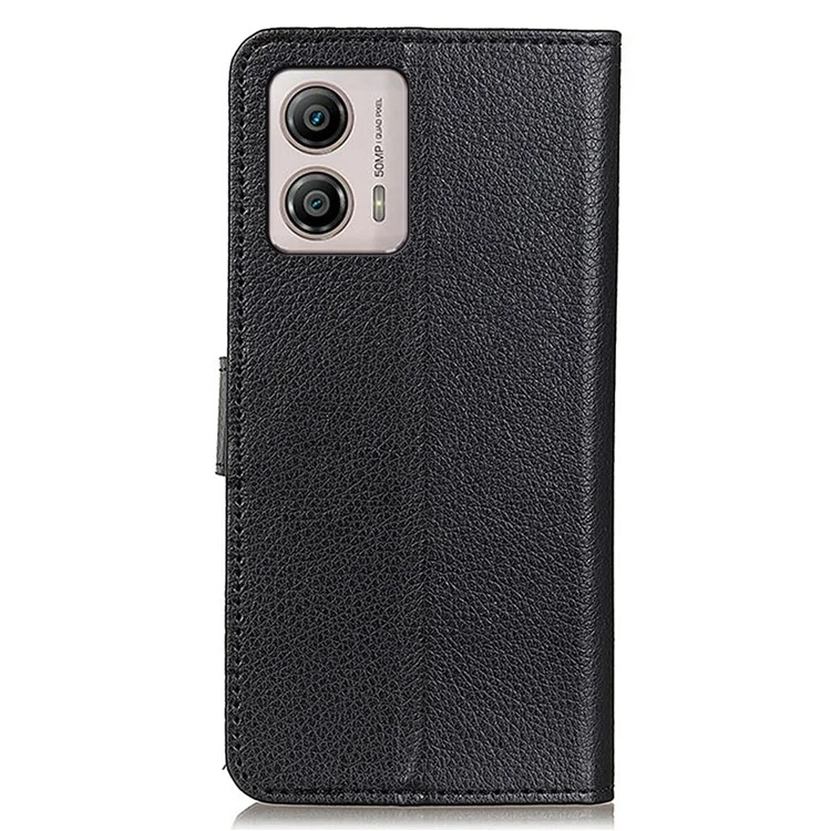 Чехол-книжка для Motorola Moto G53 5G / G13 4G / G23 4G, устойчивый к падениям, с текстурой личи из искусственной кожи, со съемной подставкой, защитой от царапин и кошельком - черный