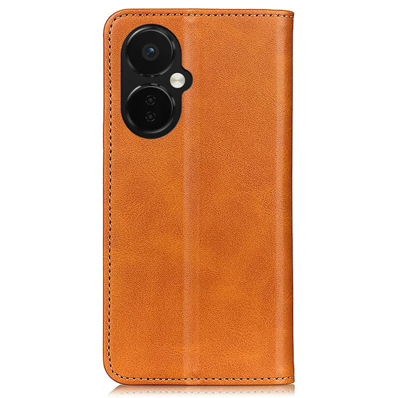 Magnetic Closing Phone Case for OnePlus Nord CE 3 Lite 5G / Nord N30 5G Split Leather Folio Flip Cover with Wallet - Brown