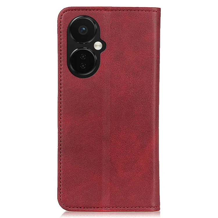 Custodia per telefono con chiusura magnetica per OnePlus Nord CE 3 Lite 5G / Nord N30 5G in pelle divisa con portafoglio e coperchio a libro - Rosso