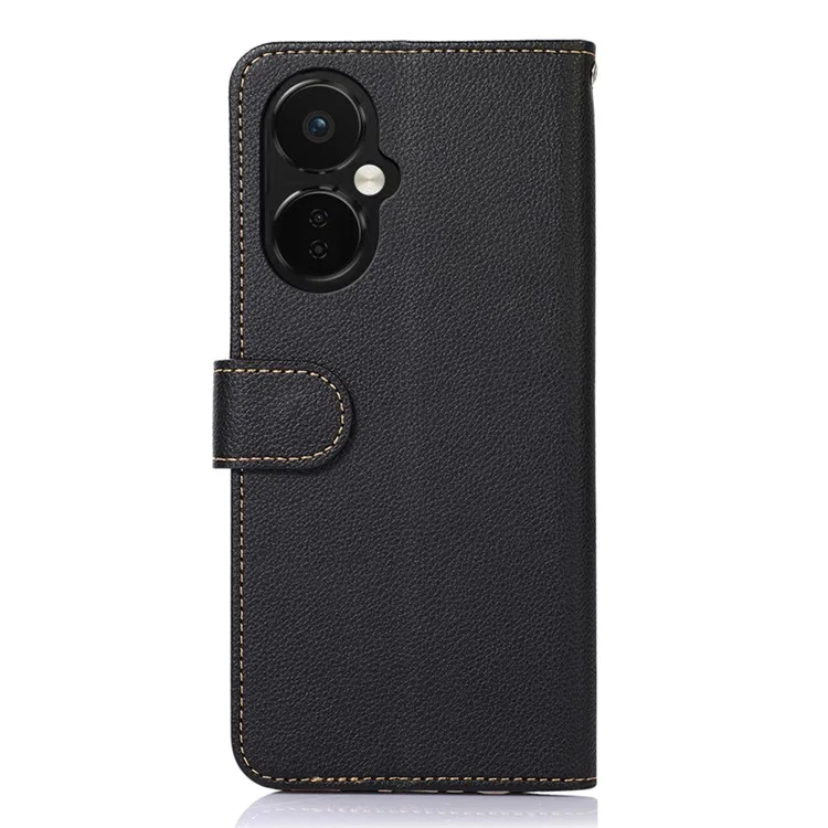 KHAZNEH For OnePlus Nord CE 3 Lite 5G / Nord N30 5G Litchi Skin PU Leather Phone Case RFID Blocking Protection Wallet Cover with Stand - Black