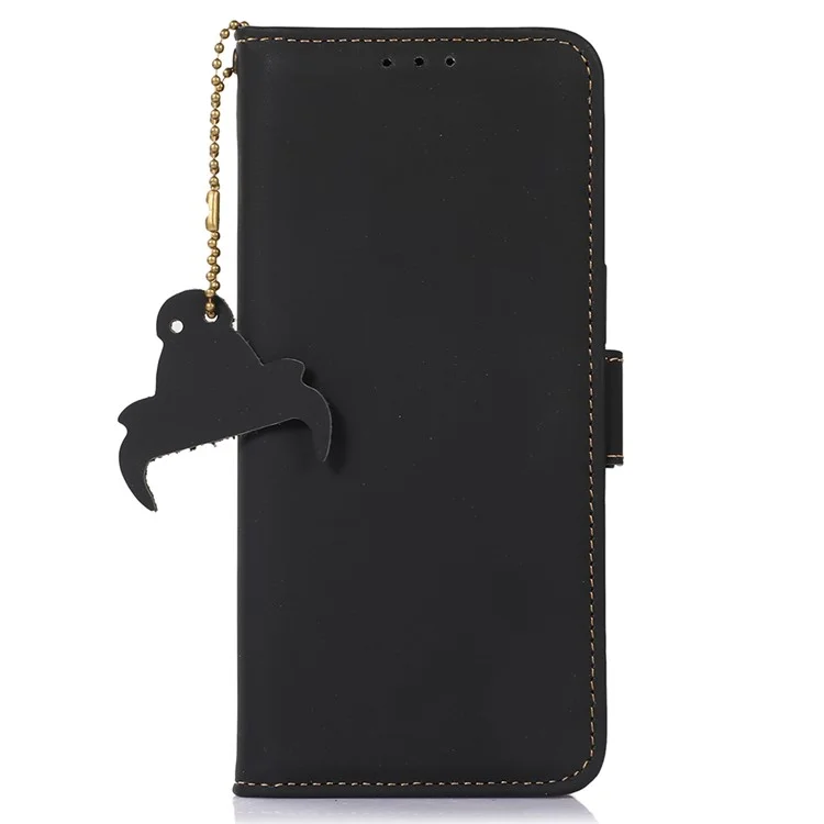 Per OnePlus Nord CE 3 Lite 5G / Nord N30 5G Custodia in vera pelle bovina Flip Stand Cover con portafoglio RFID Blocking - Nero