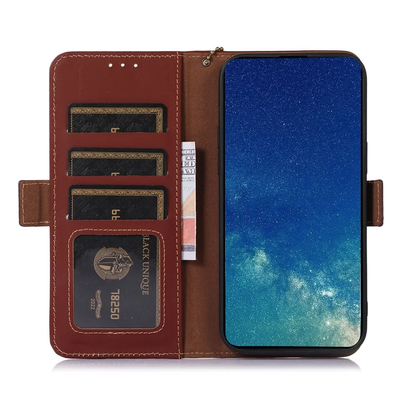 For OnePlus Nord CE 3 Lite 5G / Nord N30 5G Genuine Cow Leather Phone Case Flip Stand Cover with RFID Blocking Wallet - Coffee