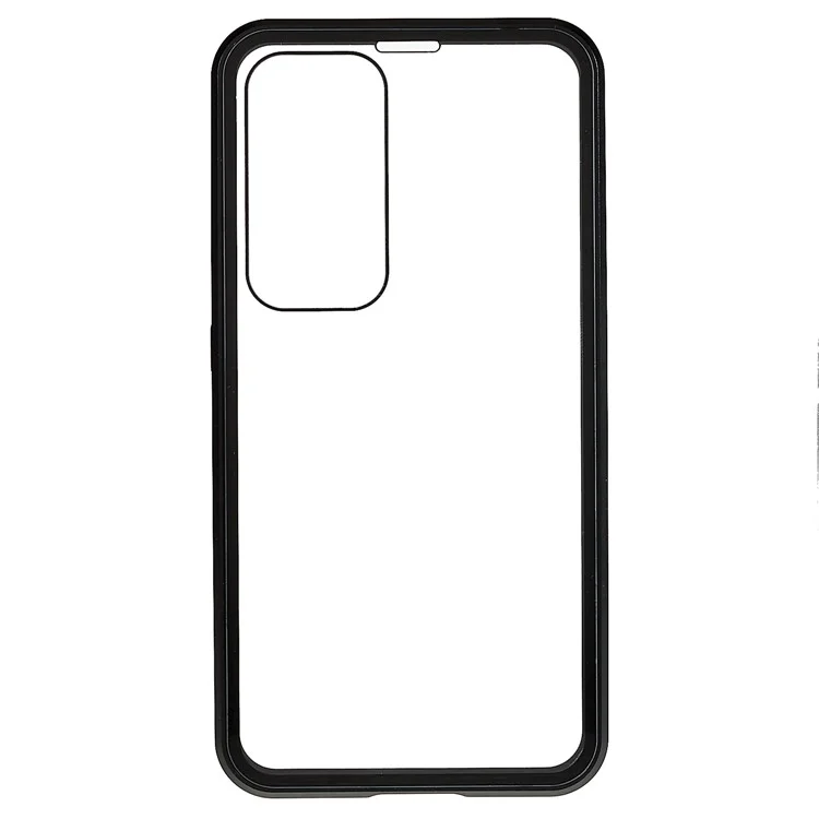 Magnetic Double-Sided Tempered Glass Phone Case for Samsung Galaxy S23+ , Metal Frame Full Body Clear Phone Cover - Black
