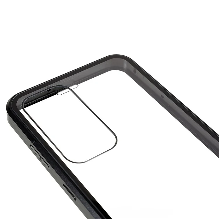 Magnetic Double-Sided Tempered Glass Phone Case for Samsung Galaxy S23+ , Metal Frame Full Body Clear Phone Cover - Black