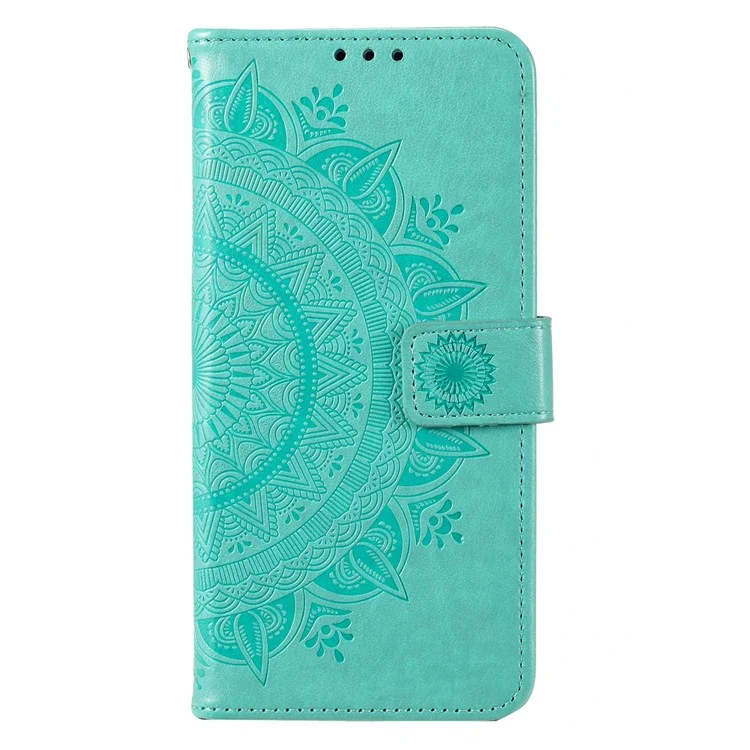 Custodia per telefono in TPU + pelle PU per Xiaomi Poco M5 4G, portafoglio Stand con motivo floreale a mandala stampato, cover per telefono con tracolla - Verde
