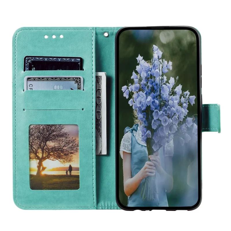 For Xiaomi 13 Lite / Civi 2 5G Imprinted Mandala Flower Pattern Leather Phone Case Wallet Stand Phone Cover with Strap - Green