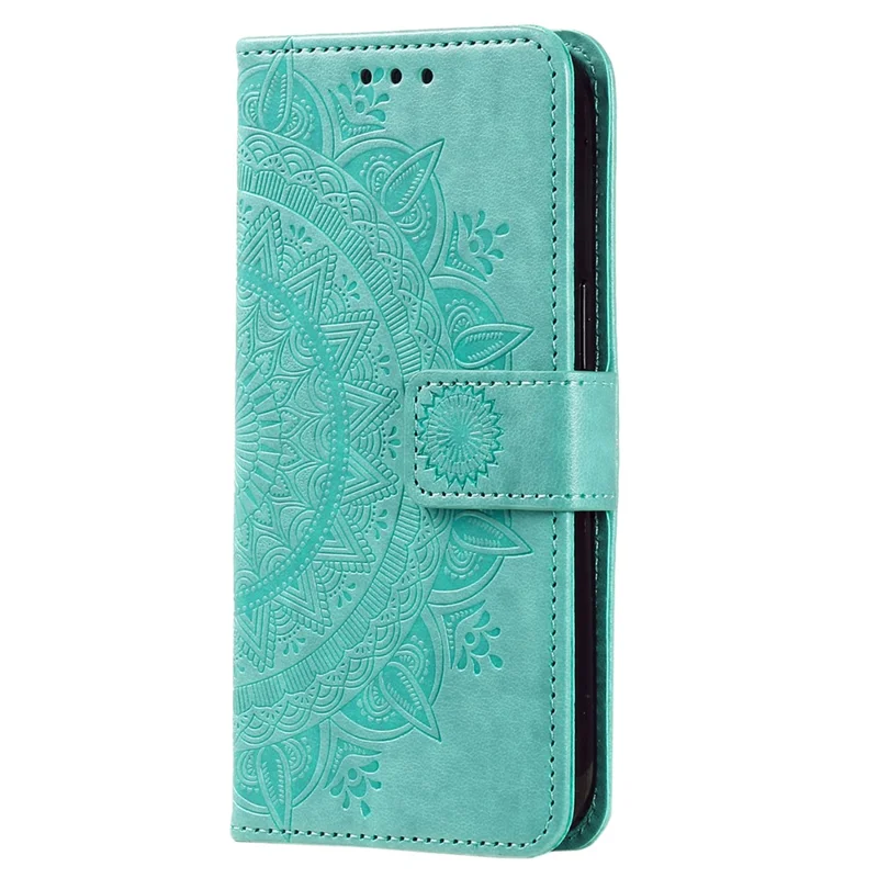 For Xiaomi 13 Lite / Civi 2 5G Imprinted Mandala Flower Pattern Leather Phone Case Wallet Stand Phone Cover with Strap - Green