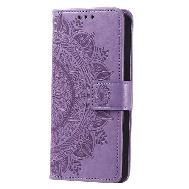 For Xiaomi 13 Lite / Civi 2 5G Imprinted Mandala Flower Pattern Leather Phone Case Wallet Stand Phone Cover with Strap - Purple