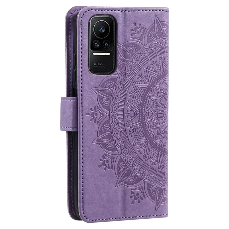 For Xiaomi 13 Lite / Civi 2 5G Imprinted Mandala Flower Pattern Leather Phone Case Wallet Stand Phone Cover with Strap - Purple