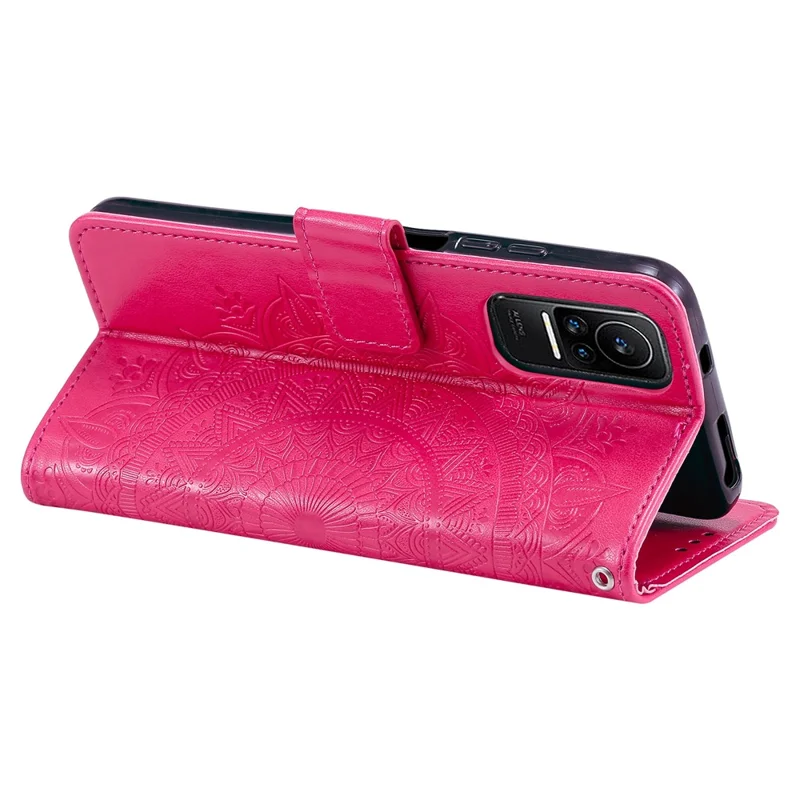 Cover per telefono in pelle con motivo mandala floreale stampato per Xiaomi 13 Lite / Civi 2 5G, custodia portafoglio con supporto e cinturino - Rosa
