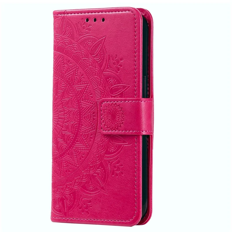 Cover per telefono in pelle con motivo mandala floreale stampato per Xiaomi 13 Lite / Civi 2 5G, custodia portafoglio con supporto e cinturino - Rosa